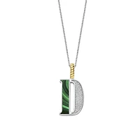 Initial Necklace Green Malachite