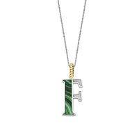 Initial Necklace Green Malachite