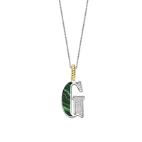 Initial Necklace Green Malachite