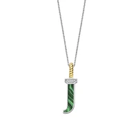 Initial Necklace Green Malachite