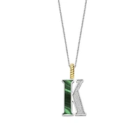 Initial Necklace Green Malachite