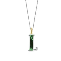 Initial Necklace Green Malachite