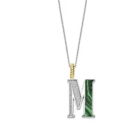 Initial Necklace Green Malachite