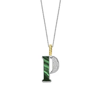 Initial Necklace Green Malachite