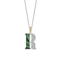 Initial Necklace Green Malachite