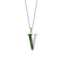 Initial Necklace Green Malachite