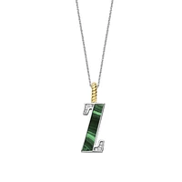 Initial Necklace Green Malachite