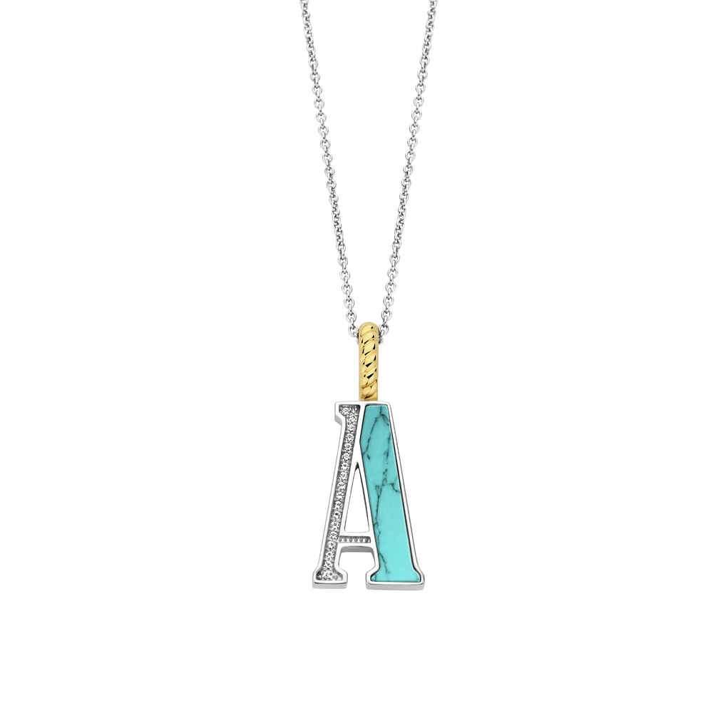 Initial Necklace Turquoise