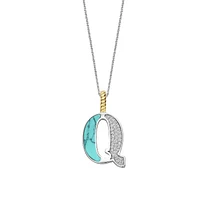 Initial Necklace Turquoise