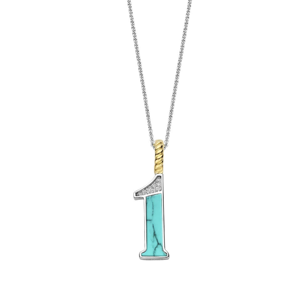 Number Necklace Turquoise Blue