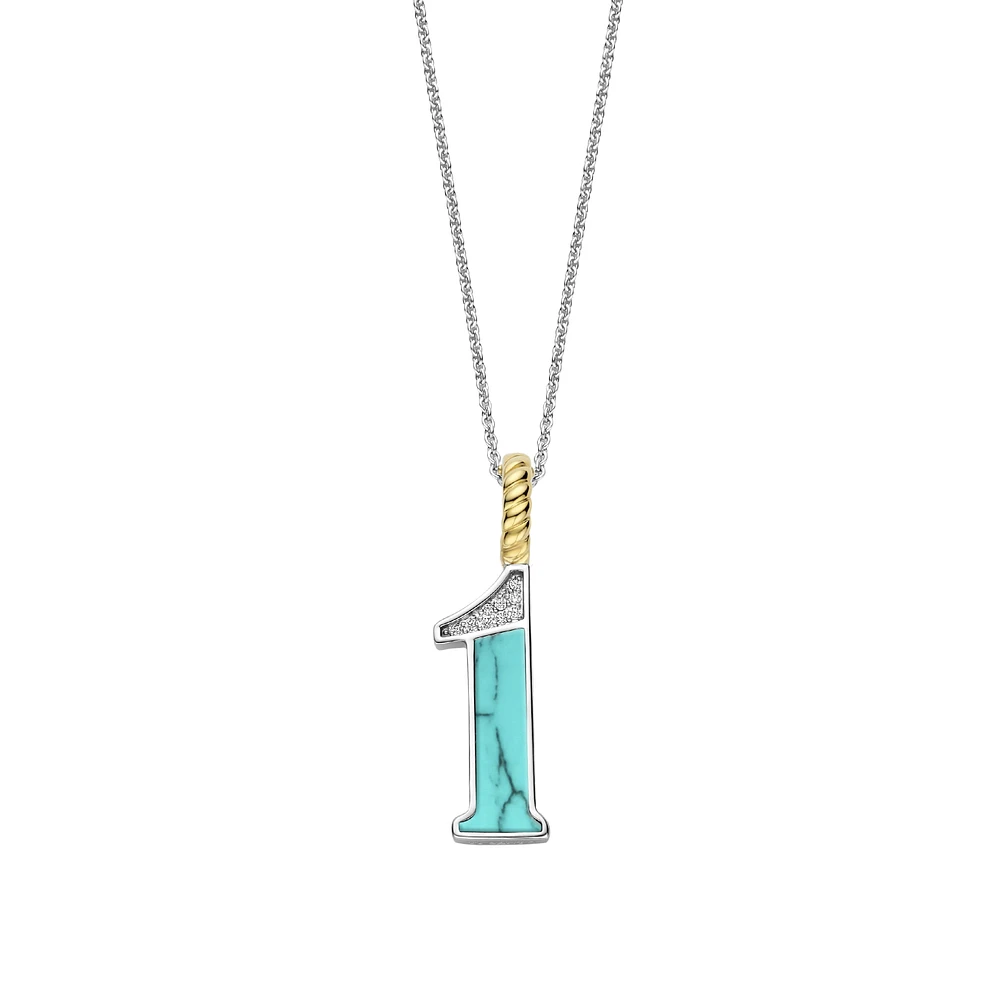 Number Necklace in Turquoise Blue