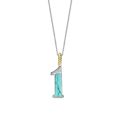 Number Necklace in Turquoise Blue