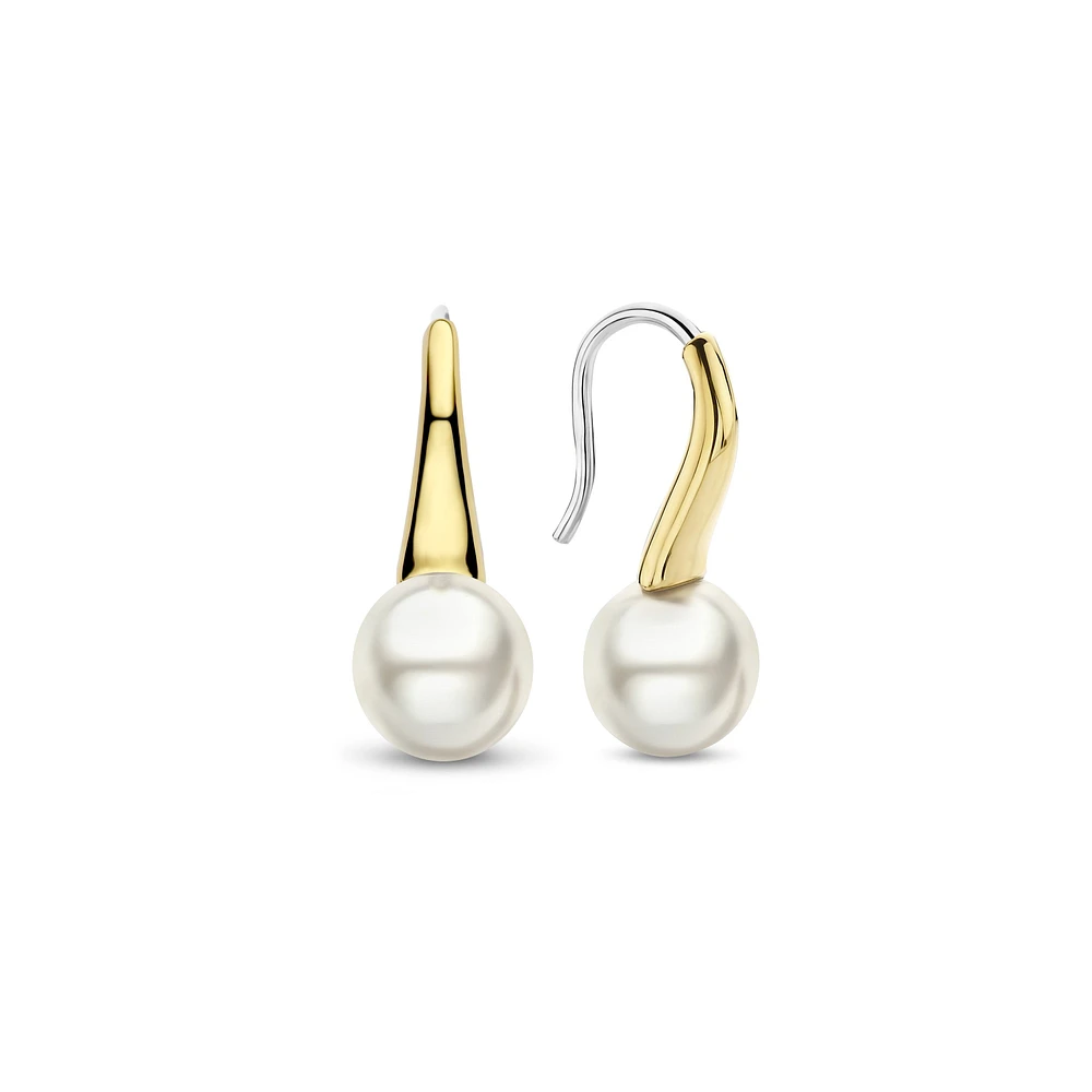 Cosmic Pearl Golden Earrings