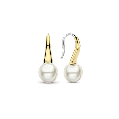 Cosmic Pearl Golden Earrings