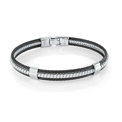 Three Row Black Steel Bracelet