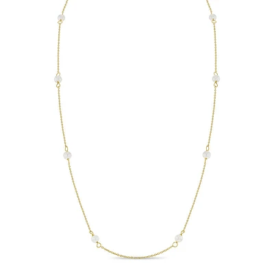 Kids Pearl Stations Gold Necklace