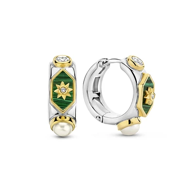 Celestial Malachite Huggie Earrings