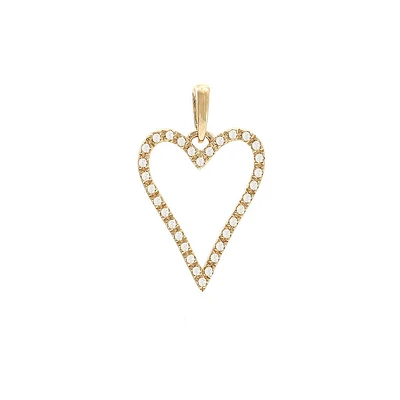 Elongated Open Heart Diamond Pendant