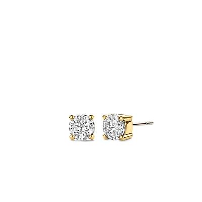 Basic Zirconia Golden Stud Earrings 7mm