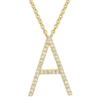 17MM Uppercase Diamond Initial Necklace