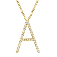 17MM Uppercase Diamond Initial Necklace