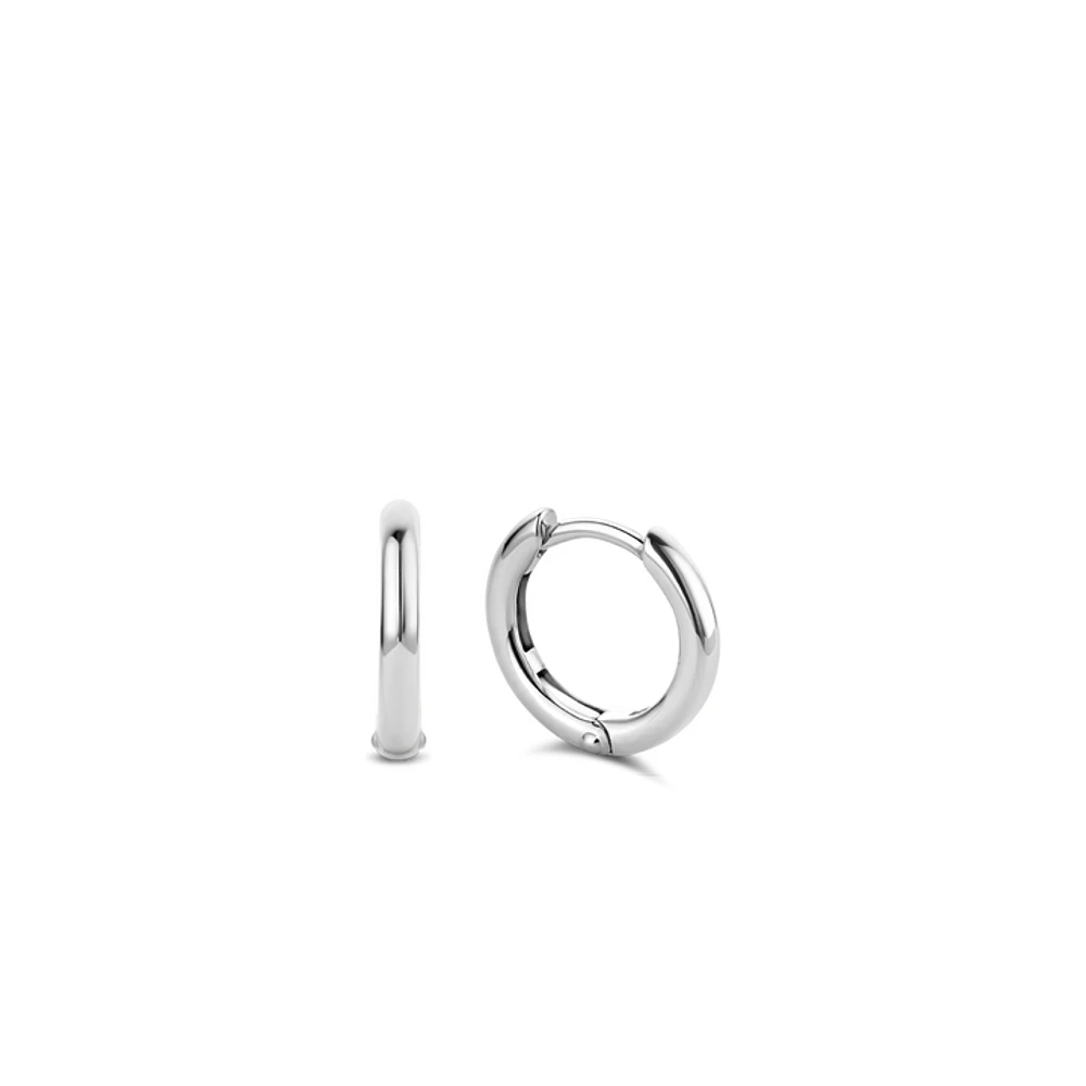 Basic 14MM Silver Huggie Earrings