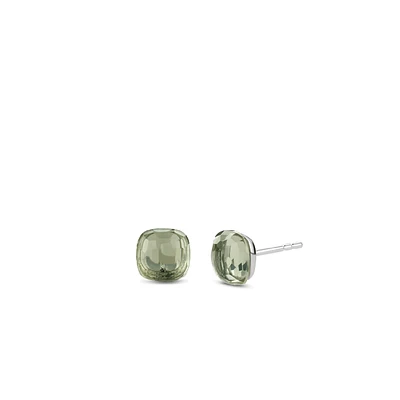 Green Faceted Stud Earrings