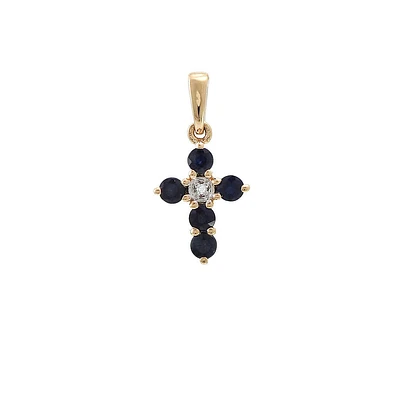 Sapphire/Diamond Cross 12MM Pendant