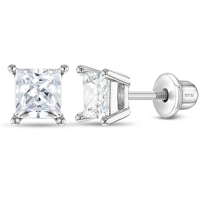 Kids 5MM Princess Zirconia Earrings