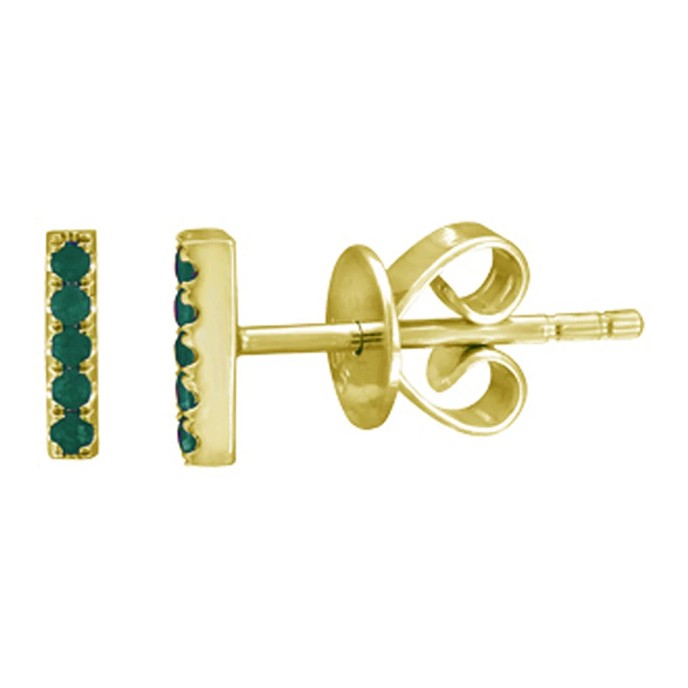 Emerald Bar Stud Earrings