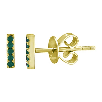 Emerald Bar Stud Earrings