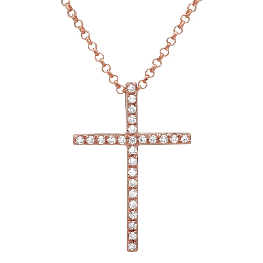 .07ct Diamond Rose Gold Cross Necklace