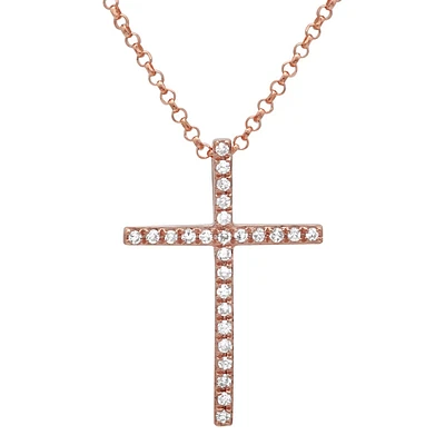 .07ct Diamond Rose Gold Cross Necklace