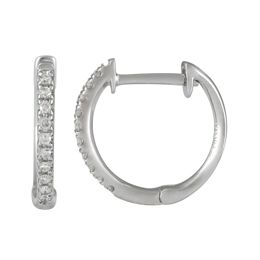 12MM White Diamond Huggie Earrings