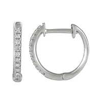 12MM White Diamond Huggie Earrings