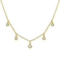 Five Diamond Dangles Necklace 14KY