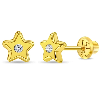Polished Star Zirconia Kids Earrings