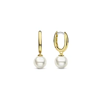 Cosmic Pearl Dangle Golden Earrings