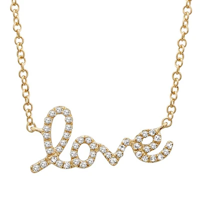 Love Script Diamonds Necklace 14KY