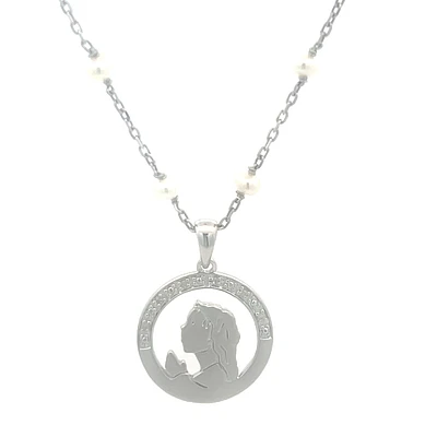 Virgen Nina Pearl and Diamonds Necklace