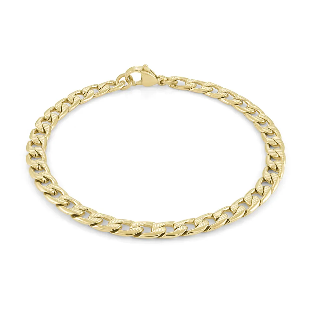 Diamond Cut Curb Yellow Steel 5MM Bracelet