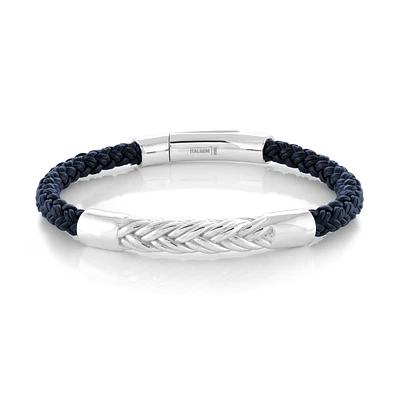 Braided Steel Blue Leather Bracelet