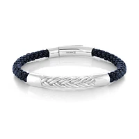 Braided Steel Blue Leather Bracelet