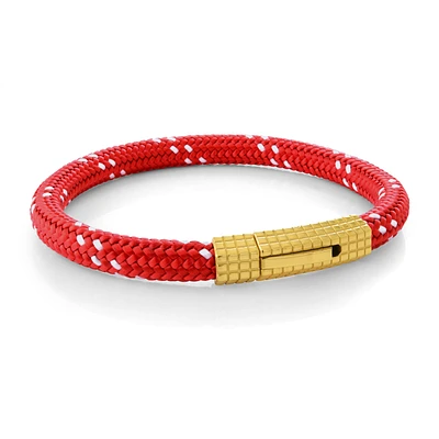 Red White Paracord Steel Bracelet