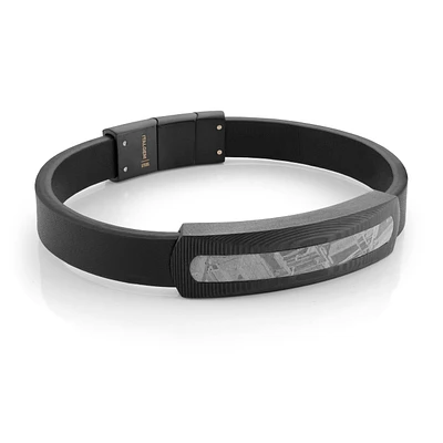 Meteorite Black Leather Bracelet