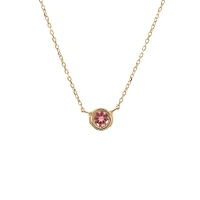 Birthstone Bezel Set Stone Necklace - Yellow Gold
