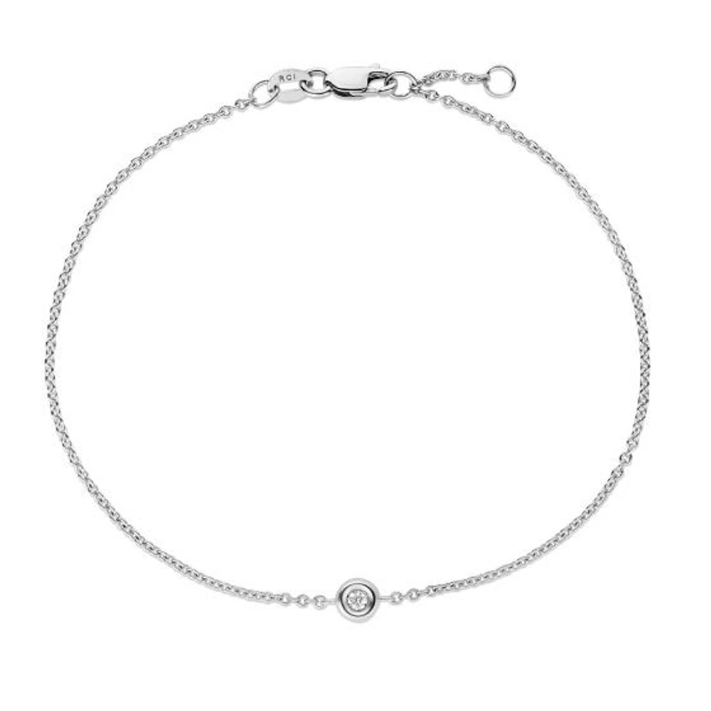 .02ct Bezel Set Diamond Bracelet 14KW