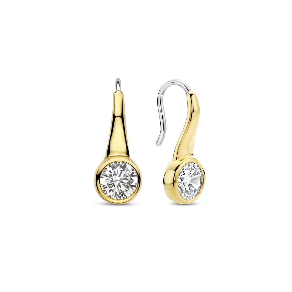 Brilliant Bezel Solitaire Golden Earrings