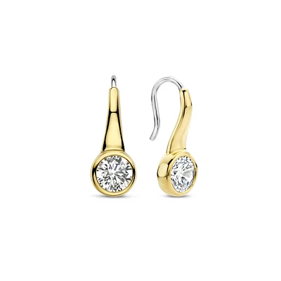 Brilliant Bezel Solitaire Golden Earrings