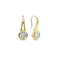 Brilliant Bezel Solitaire Golden Earrings